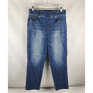 Spanx Jeans Womens Blue Large Straight Leg Pull on Denim Pants 30x28 20356R